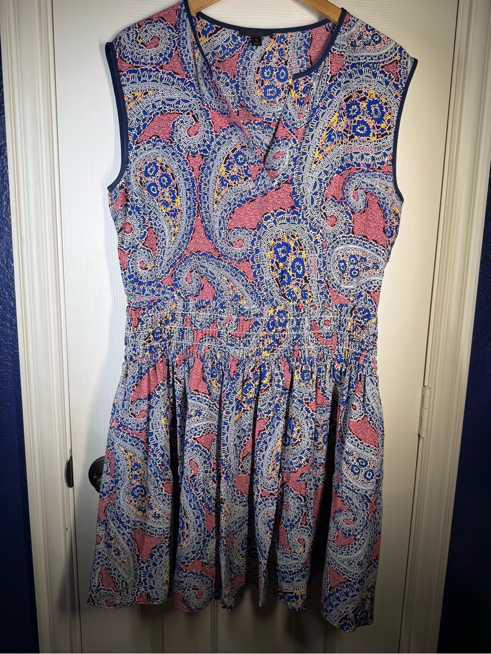 J. Crew Sz 12 Silk Multicolor Paisley-Print Sundress in Blue, Red & Yellow